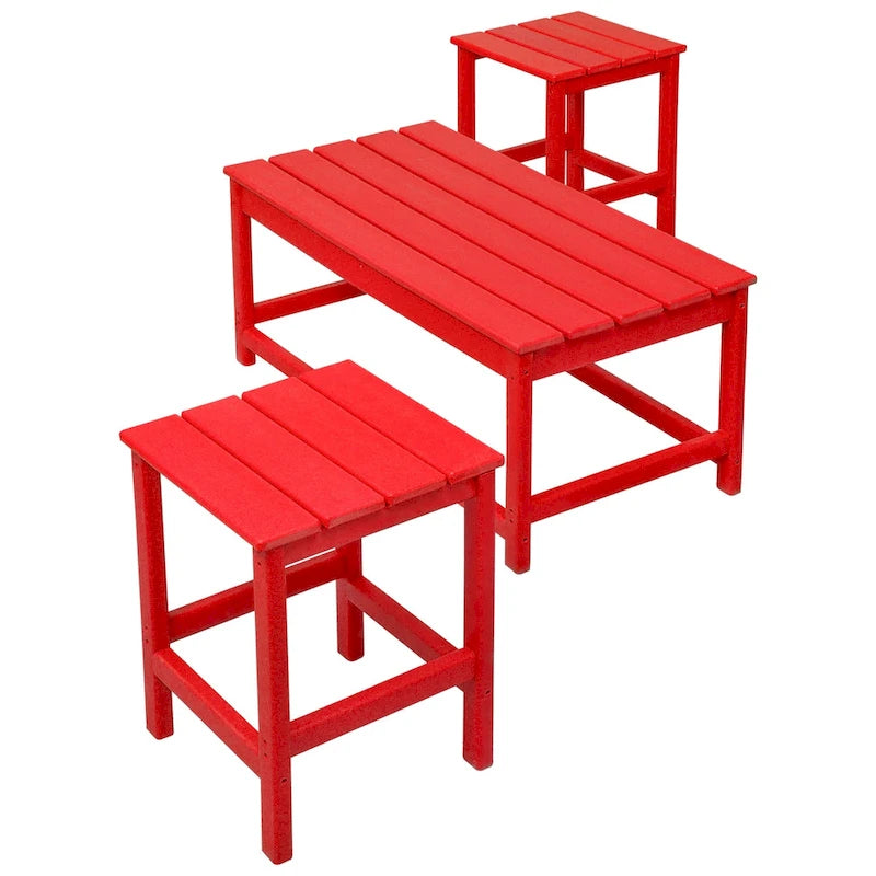Polytrends Laguna Tables d'extérieur en HDPE toutes saisons pour terrasse, tables basses et tables d'appoint (lot de 3)