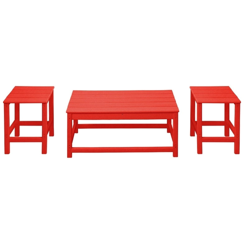 Polytrends Laguna Tables d'extérieur en HDPE toutes saisons pour terrasse, tables basses et tables d'appoint (lot de 3)