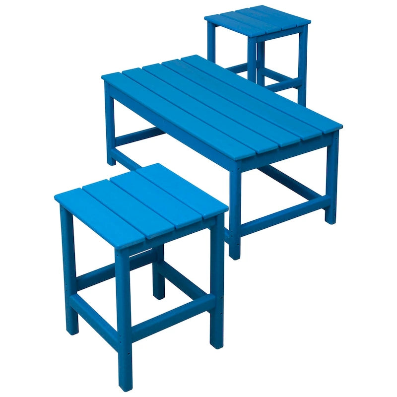 Polytrends Laguna Tables d'extérieur en HDPE toutes saisons pour terrasse, tables basses et tables d'appoint (lot de 3)
