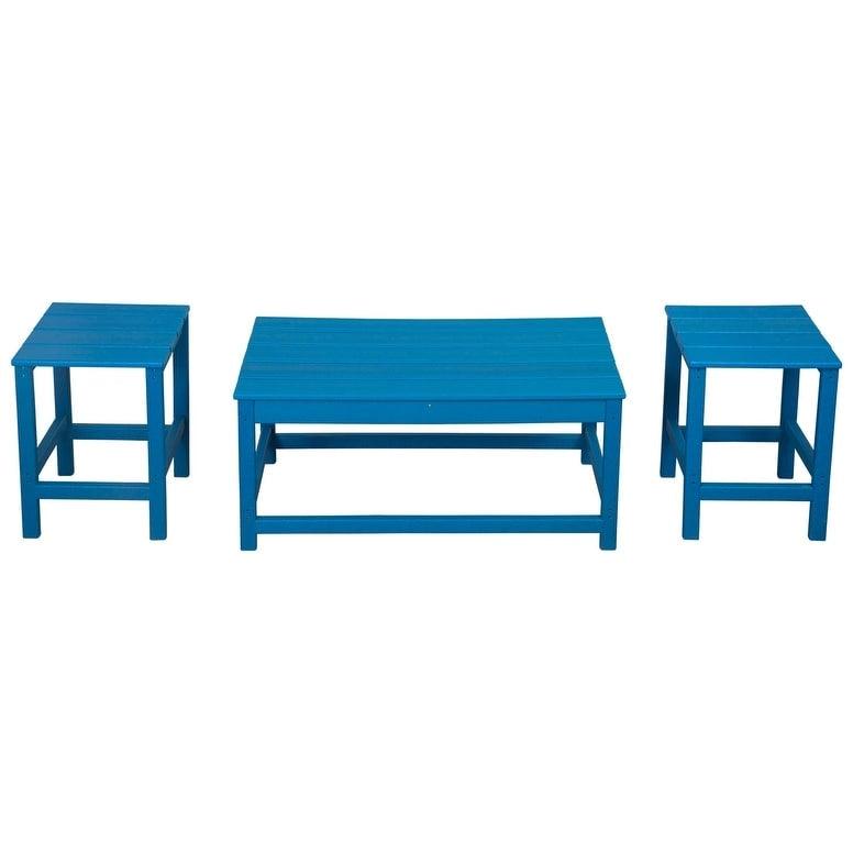 Polytrends Laguna Tables d'extérieur en HDPE toutes saisons pour terrasse, tables basses et tables d'appoint (lot de 3)
