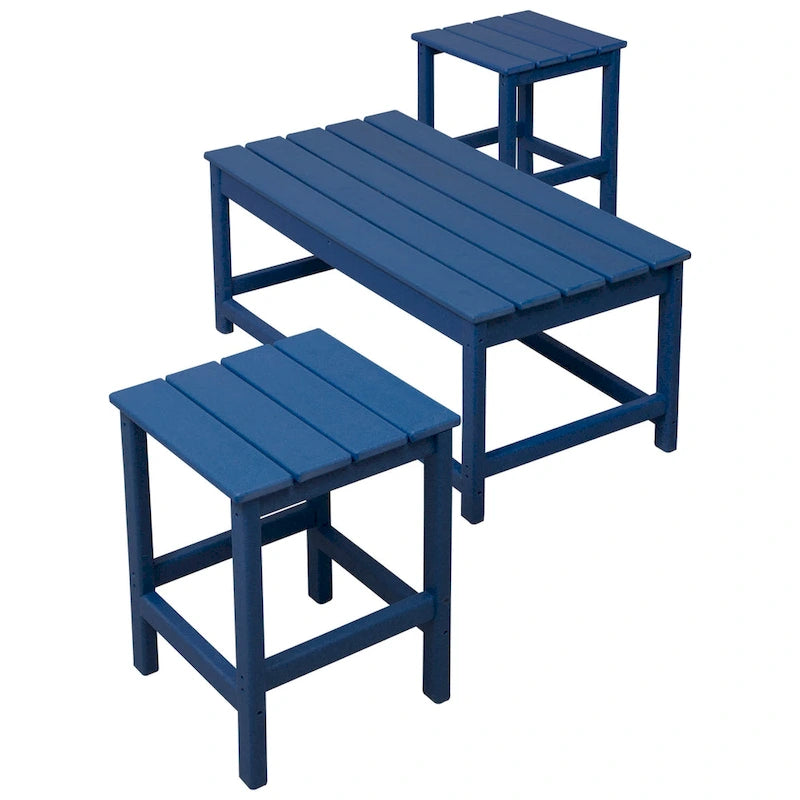 Polytrends Laguna Tables d'extérieur en HDPE toutes saisons pour terrasse, tables basses et tables d'appoint (lot de 3)