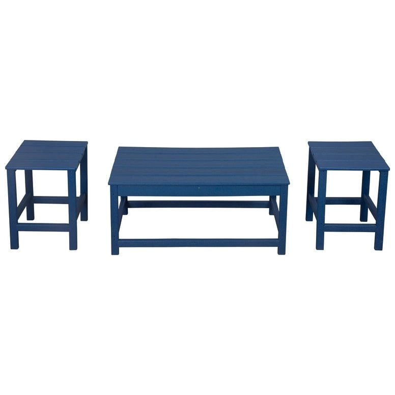 Polytrends Laguna Tables d'extérieur en HDPE toutes saisons pour terrasse, tables basses et tables d'appoint (lot de 3)