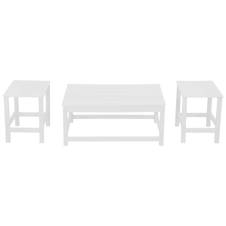Polytrends Laguna Tables d'extérieur en HDPE toutes saisons pour terrasse, tables basses et tables d'appoint (lot de 3)