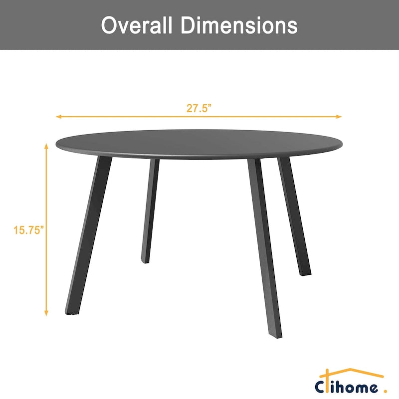 Table basse de jardin ronde en acier résistant aux intempéries Clihome