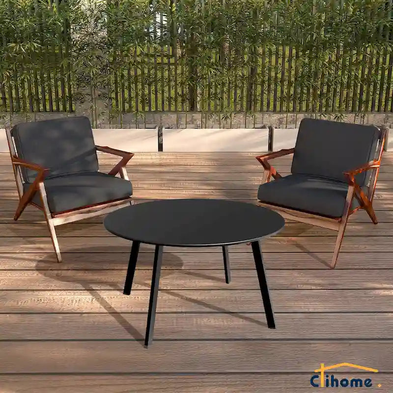 Table basse de jardin ronde en acier résistant aux intempéries Clihome