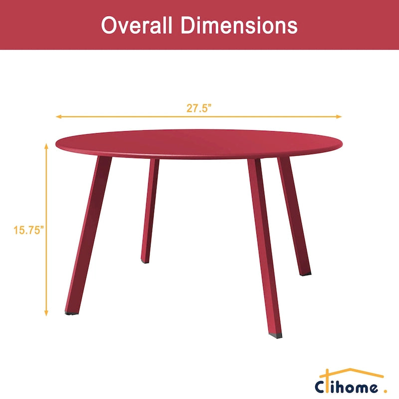 Table basse de jardin ronde en acier résistant aux intempéries Clihome