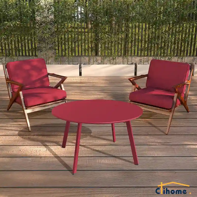 Table basse de jardin ronde en acier résistant aux intempéries Clihome