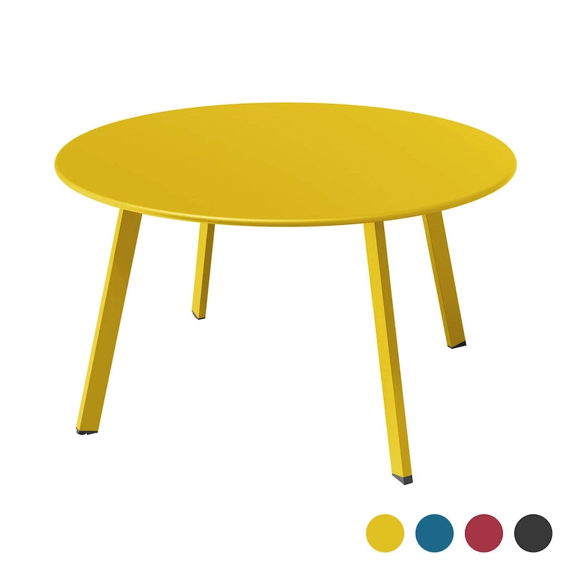 Table basse de jardin ronde en acier résistant aux intempéries Clihome