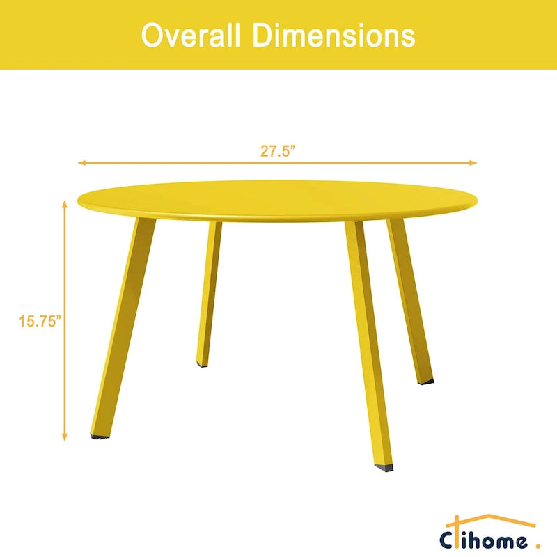 Table basse de jardin ronde en acier résistant aux intempéries Clihome