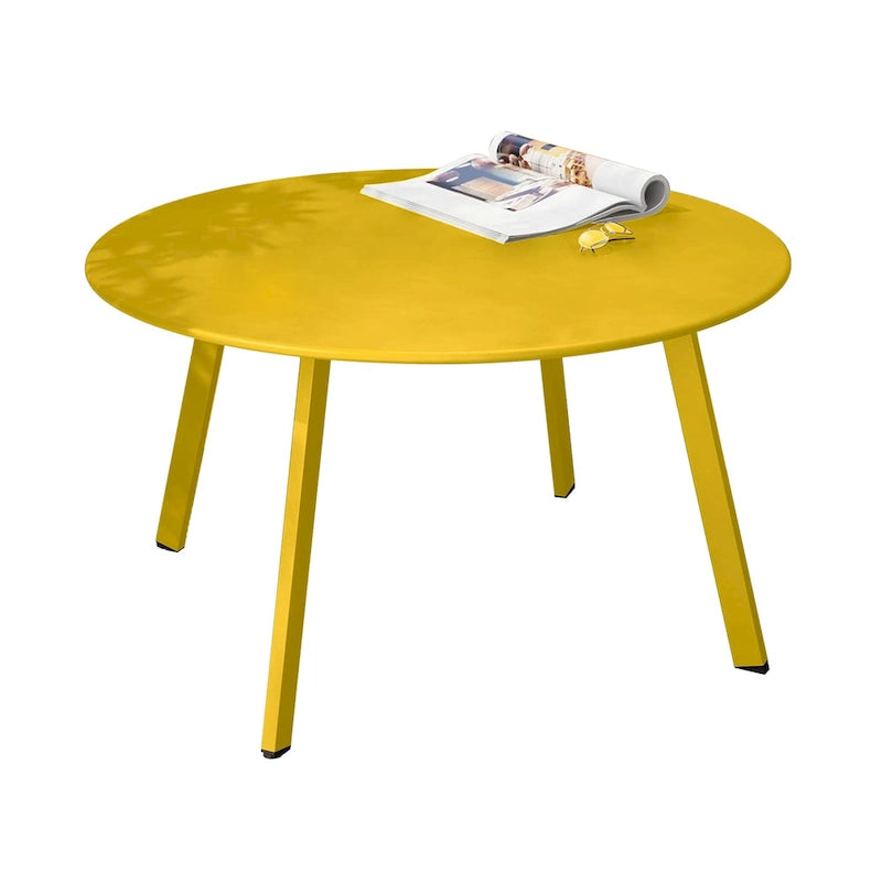 Table basse de jardin ronde en acier résistant aux intempéries Clihome