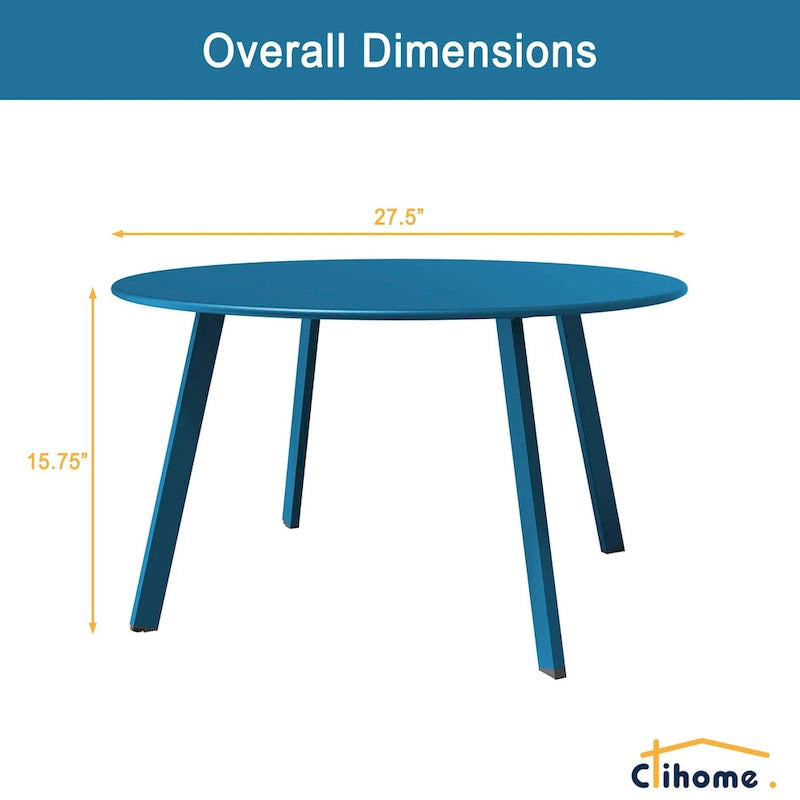 Table basse de jardin ronde en acier résistant aux intempéries Clihome
