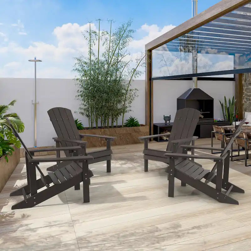 BONOSUKI Chaise Adirondack de patio avec porte-gobelet, résistante aux intempéries - Lot de 4