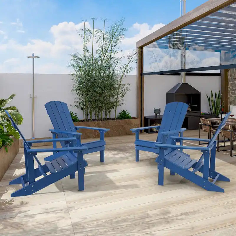 BONOSUKI Chaise Adirondack de patio avec porte-gobelet, résistante aux intempéries - Lot de 4