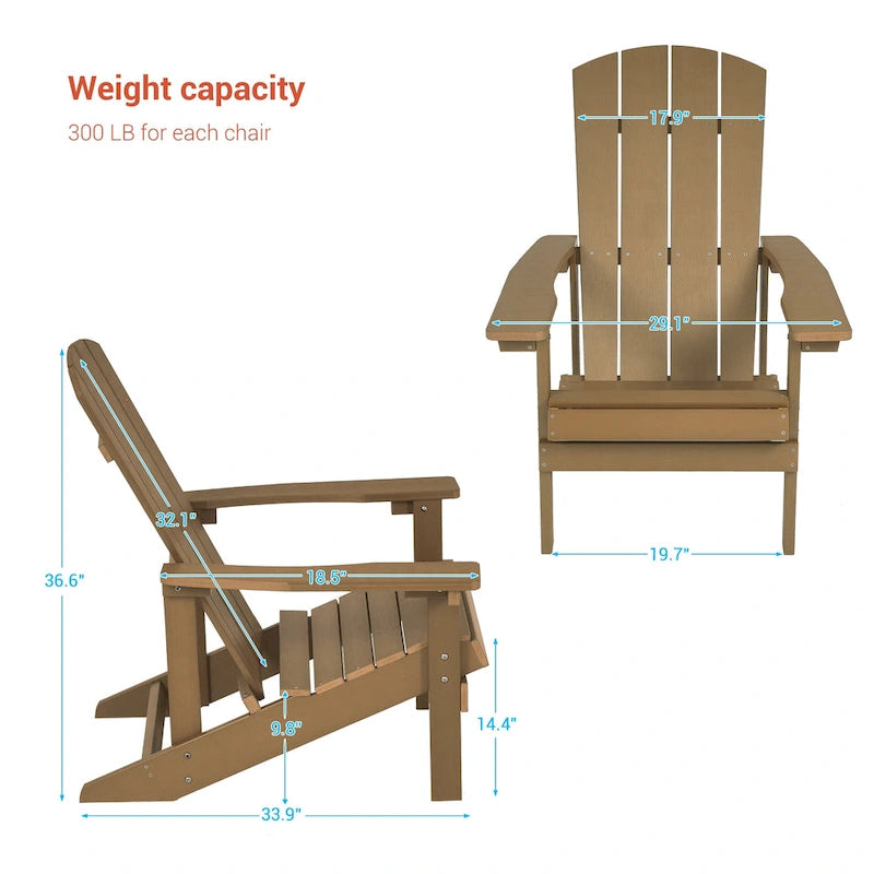 BONOSUKI Chaise Adirondack de patio avec porte-gobelet, résistante aux intempéries - Lot de 4