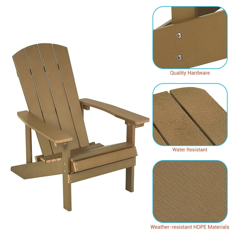 BONOSUKI Chaise Adirondack de patio avec porte-gobelet, résistante aux intempéries - Lot de 4