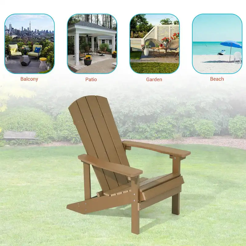 BONOSUKI Chaise Adirondack de patio avec porte-gobelet, résistante aux intempéries - Lot de 4