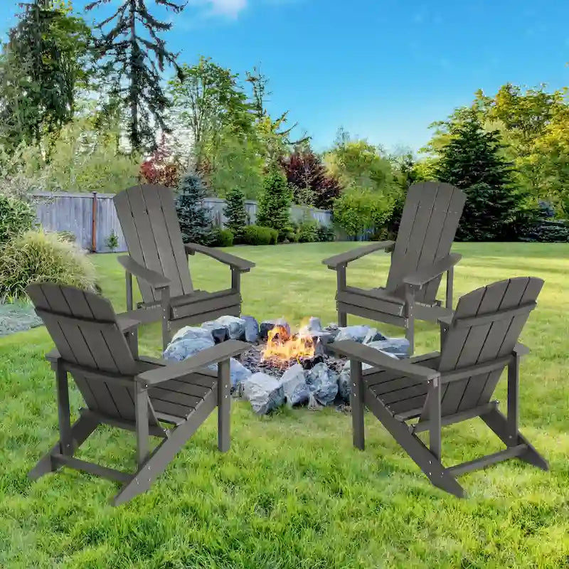 BONOSUKI Chaise Adirondack de patio avec porte-gobelet, résistante aux intempéries - Lot de 4
