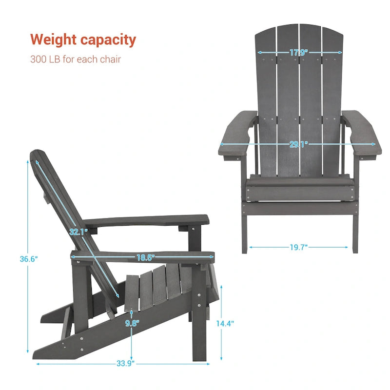 BONOSUKI Chaise Adirondack de patio avec porte-gobelet, résistante aux intempéries - Lot de 4