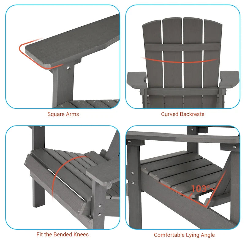 BONOSUKI Chaise Adirondack de patio avec porte-gobelet, résistante aux intempéries - Lot de 4