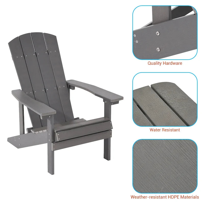 BONOSUKI Chaise Adirondack de patio avec porte-gobelet, résistante aux intempéries - Lot de 4