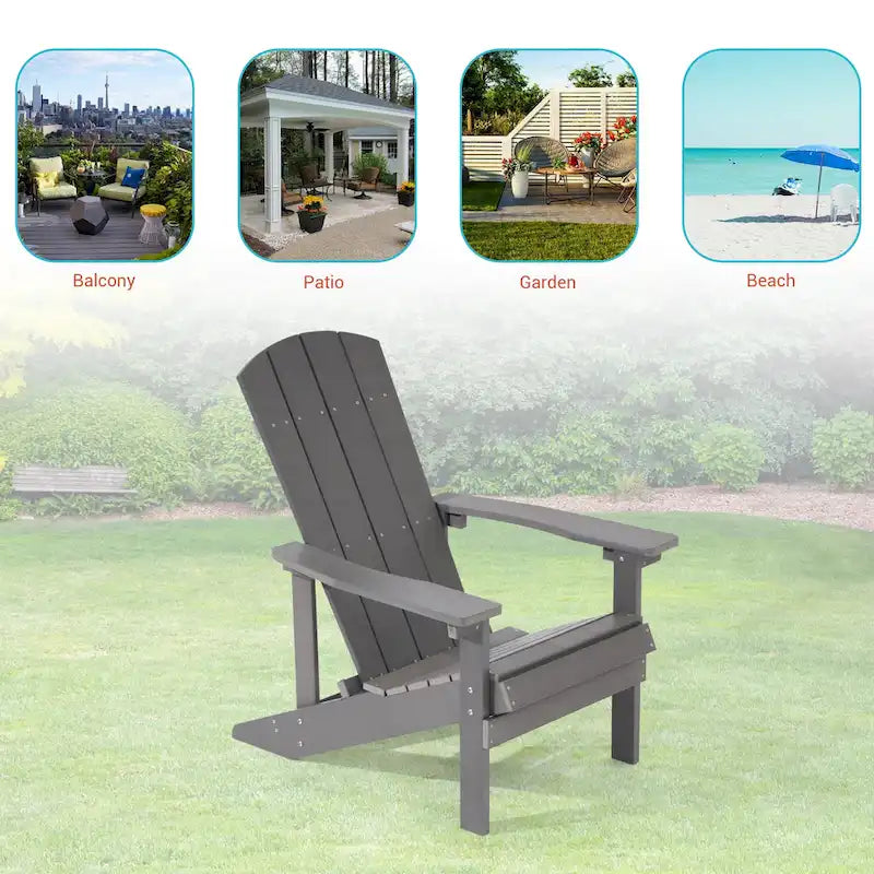 BONOSUKI Chaise Adirondack de patio avec porte-gobelet, résistante aux intempéries - Lot de 4