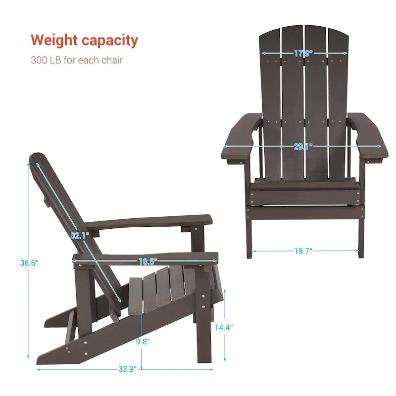 BONOSUKI Chaise Adirondack de patio avec porte-gobelet, résistante aux intempéries - Lot de 4