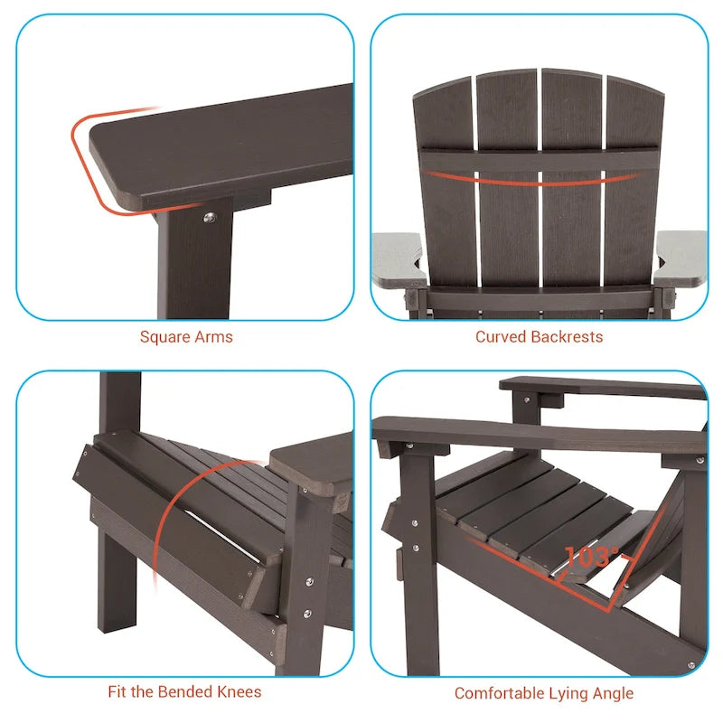 BONOSUKI Chaise Adirondack de patio avec porte-gobelet, résistante aux intempéries - Lot de 4