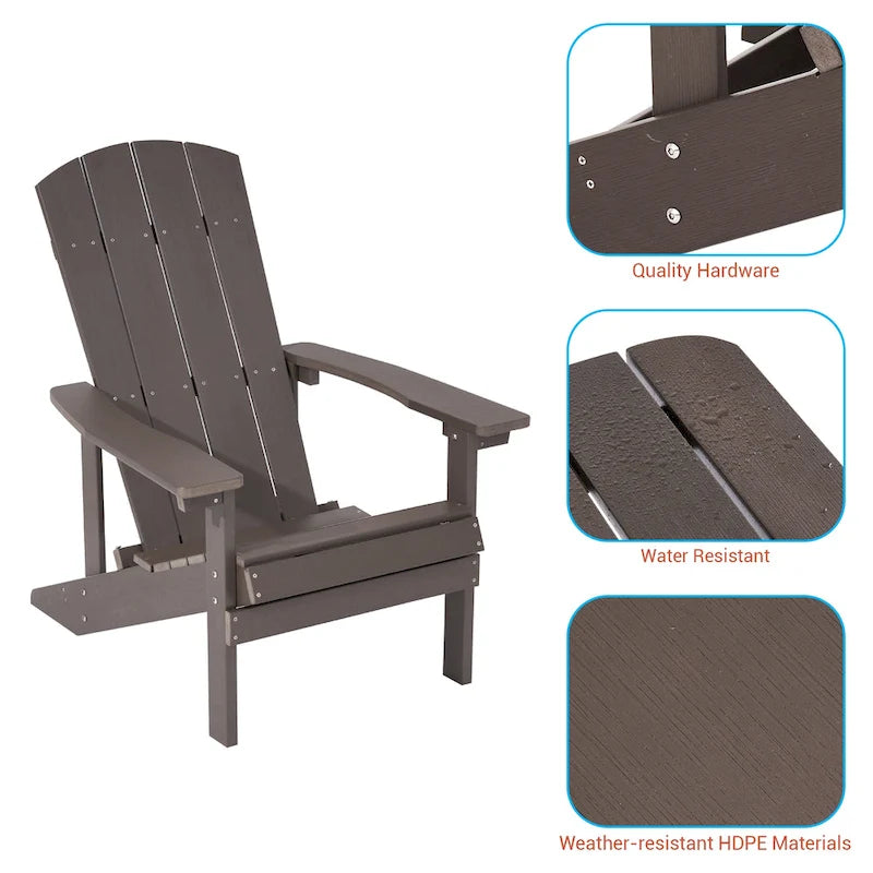 BONOSUKI Chaise Adirondack de patio avec porte-gobelet, résistante aux intempéries - Lot de 4