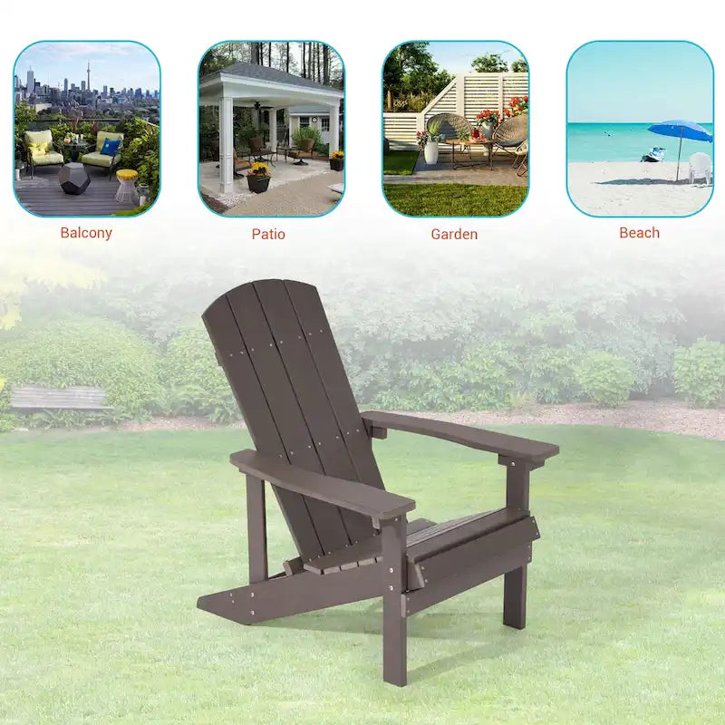 BONOSUKI Chaise Adirondack de patio avec porte-gobelet, résistante aux intempéries - Lot de 4