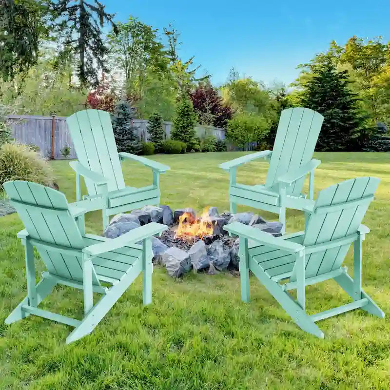 BONOSUKI Chaise Adirondack de patio avec porte-gobelet, résistante aux intempéries - Lot de 4