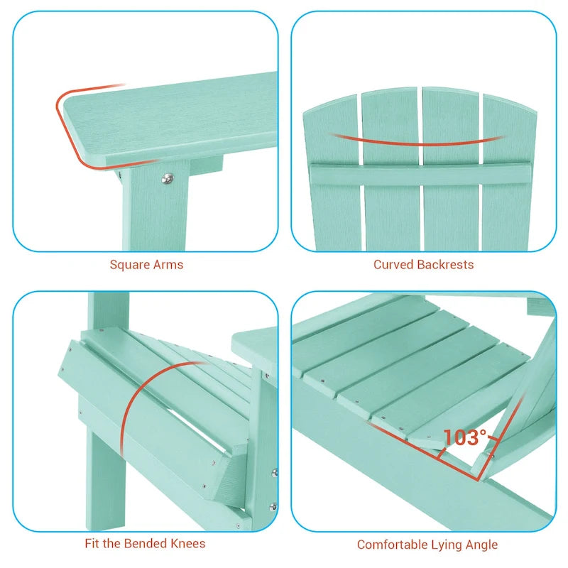 BONOSUKI Chaise Adirondack de patio avec porte-gobelet, résistante aux intempéries - Lot de 4
