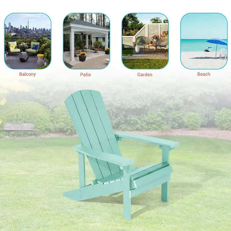 BONOSUKI Chaise Adirondack de patio avec porte-gobelet, résistante aux intempéries - Lot de 4