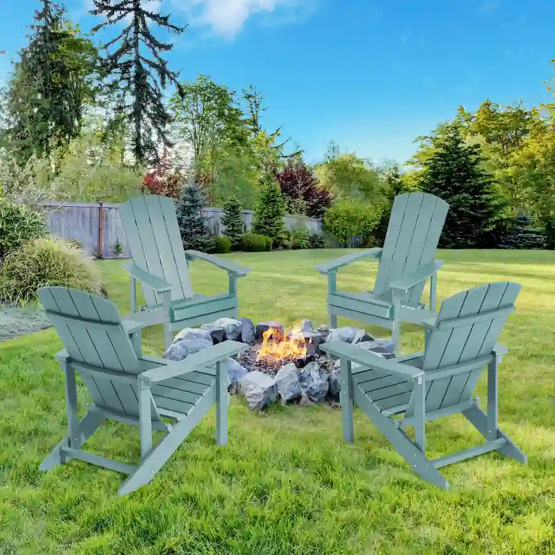 BONOSUKI Chaise Adirondack de patio avec porte-gobelet, résistante aux intempéries - Lot de 4