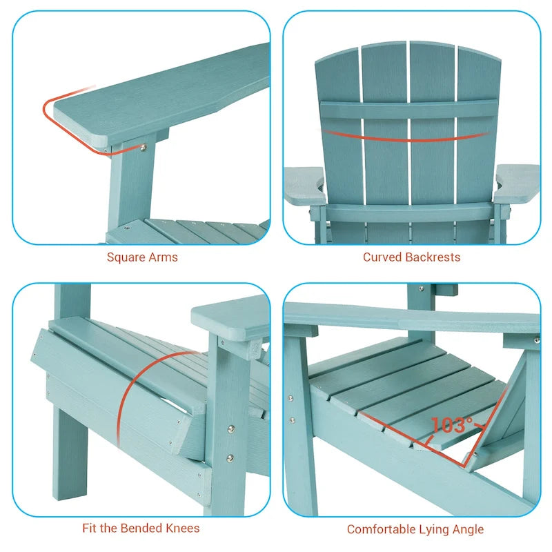 BONOSUKI Chaise Adirondack de patio avec porte-gobelet, résistante aux intempéries - Lot de 4