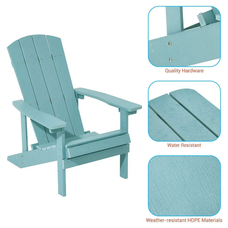 BONOSUKI Chaise Adirondack de patio avec porte-gobelet, résistante aux intempéries - Lot de 4