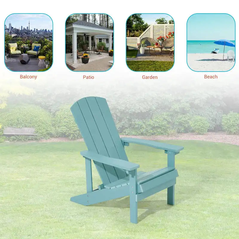 BONOSUKI Chaise Adirondack de patio avec porte-gobelet, résistante aux intempéries - Lot de 4