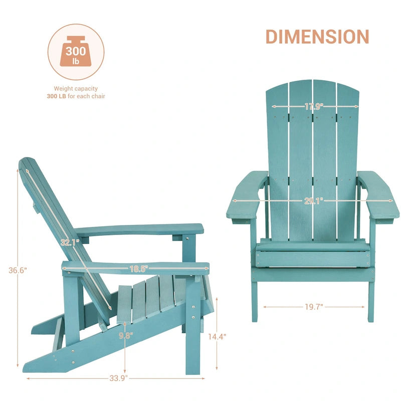 BONOSUKI Chaise Adirondack de patio avec porte-gobelet, résistante aux intempéries - Lot de 4
