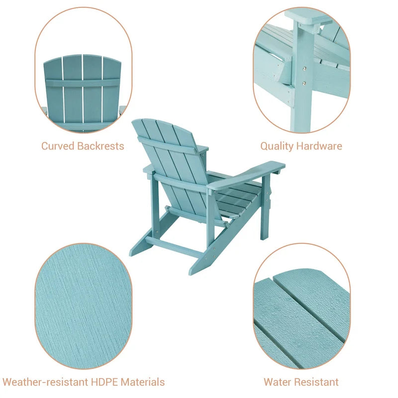 BONOSUKI Chaise Adirondack de patio avec porte-gobelet, résistante aux intempéries - Lot de 4