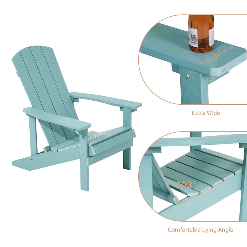BONOSUKI Chaise Adirondack de patio avec porte-gobelet, résistante aux intempéries - Lot de 4