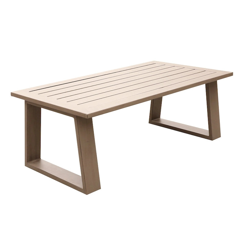 Table basse en aluminium Marina 28x50 pouces - Meilleur mobilier de patio extérieur - (L) 126,5 cm x (H) 45,5 cm x (P) 67 cm
