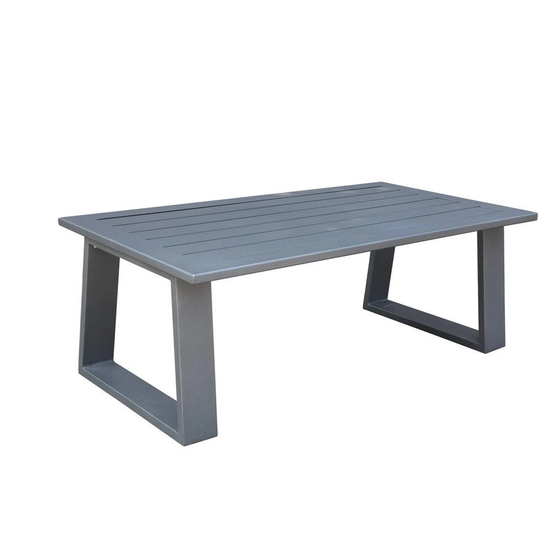 Table basse en aluminium Marina 28x50 pouces - Meilleur mobilier de patio extérieur - (L) 126,5 cm x (H) 45,5 cm x (P) 67 cm