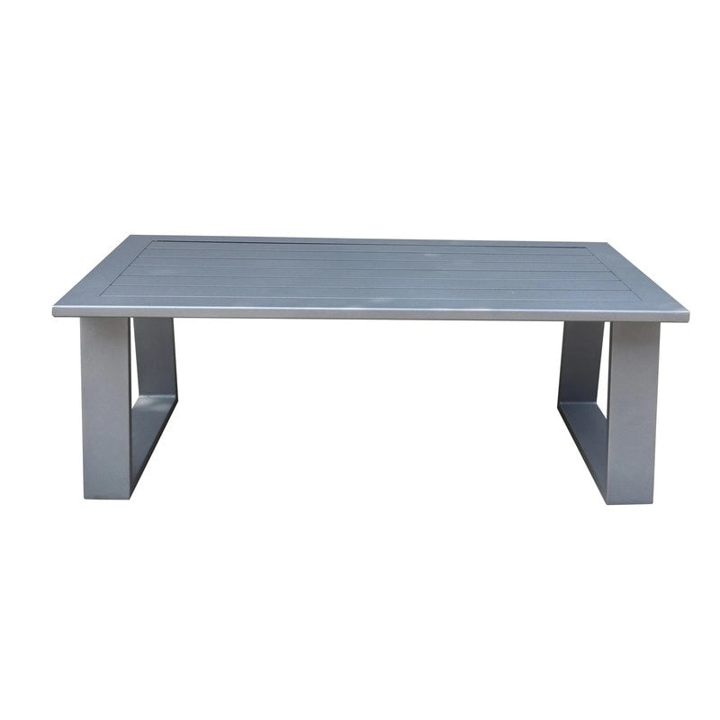 Table basse en aluminium Marina 28x50 pouces - Meilleur mobilier de patio extérieur - (L) 126,5 cm x (H) 45,5 cm x (P) 67 cm