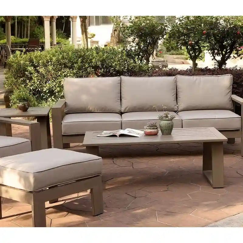 Table basse en aluminium Marina 28x50 pouces - Meilleur mobilier de patio extérieur - (L) 126,5 cm x (H) 45,5 cm x (P) 67 cm