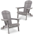 Lot de 2 chaises Adirondack pliantes d'extérieur en bois pour foyer