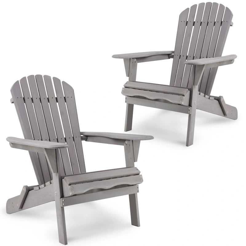 Lot de 2 chaises Adirondack pliantes d'extérieur en bois pour foyer