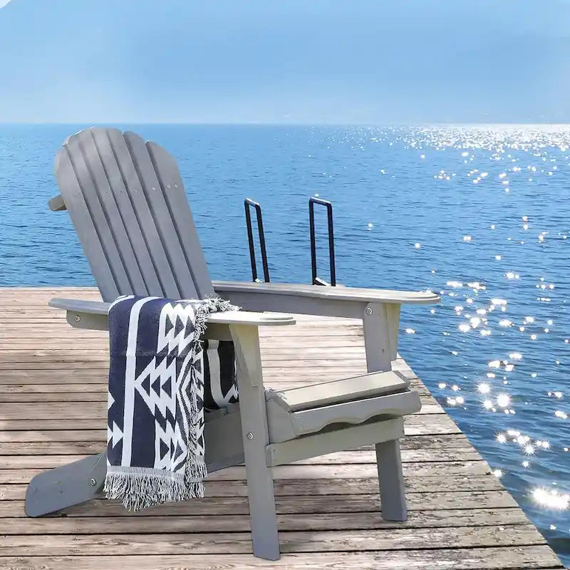Lot de 2 chaises Adirondack pliantes d'extérieur en bois pour foyer