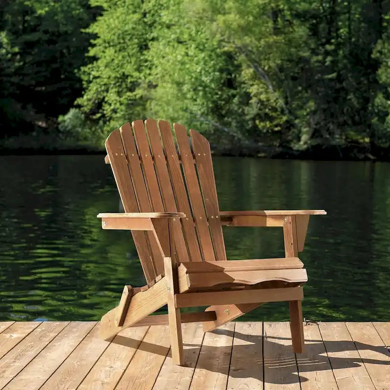 Lot de 2 chaises Adirondack pliantes d'extérieur en bois pour foyer