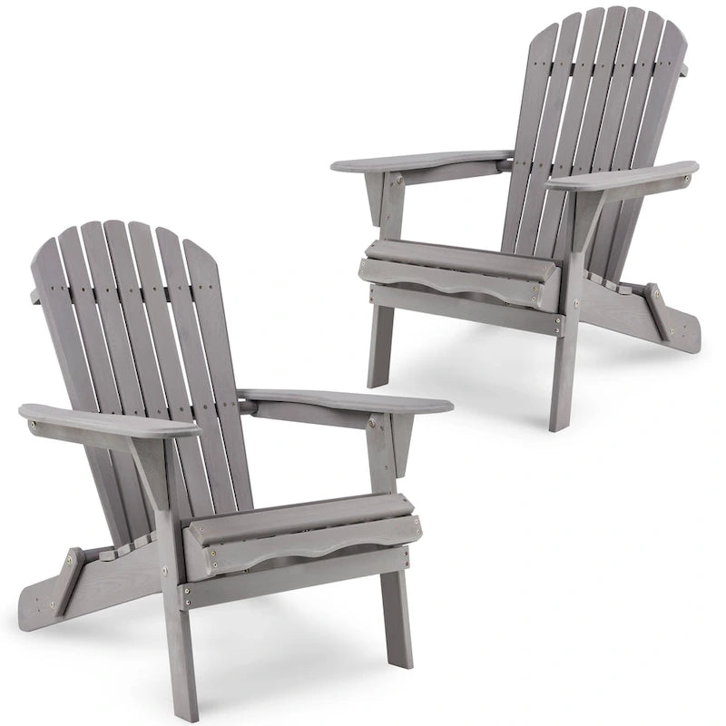 Lot de 2 chaises Adirondack pliantes d'extérieur en bois pour foyer