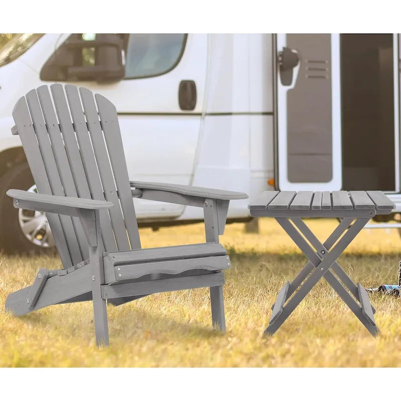 Lot de 2 chaises Adirondack pliantes d'extérieur en bois pour foyer