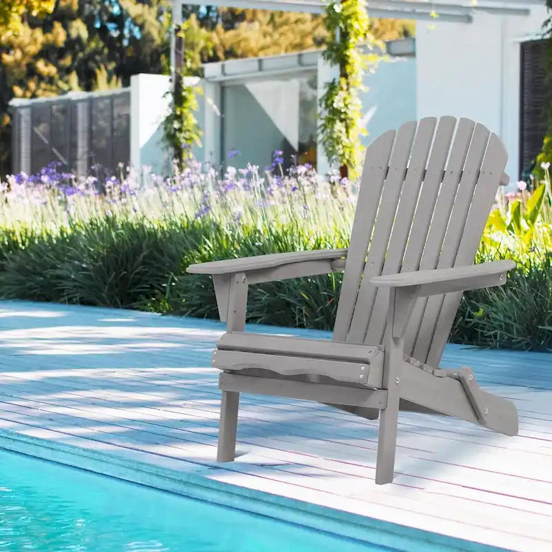 Lot de 2 chaises Adirondack pliantes d'extérieur en bois pour foyer